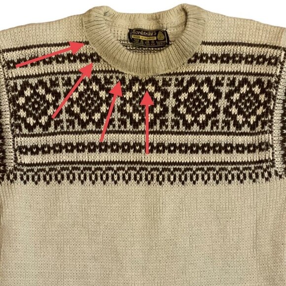 Vintage Nordstrikk Norwegian Wool Sweater Fair Isle Pattern Size Small FLAWS - Picture 5 of 7